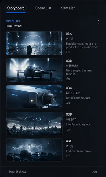 Storyboard & shot list